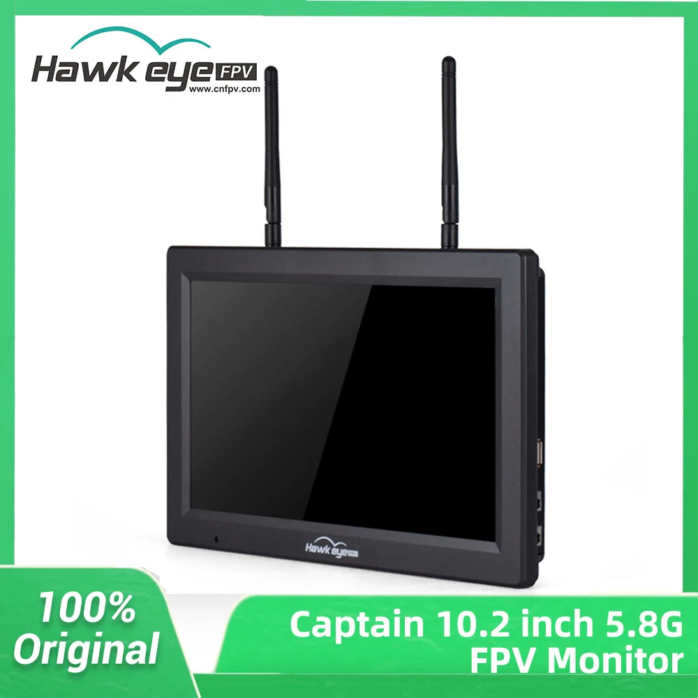 Hawkeye Little Pilot Captain X 10.2 inch 1024x600 LED 104 Channel 4.9G 5.8G 6G FPV Monitor Dual Receiver with HDMI DVR