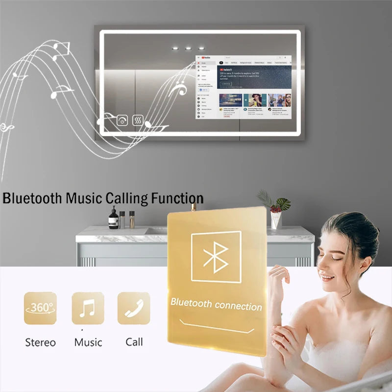 Smart Mirror for Hotel & Home Touch Screen Android TV with WIFI Apps Backlit Light for Bedroom & Living Room Use