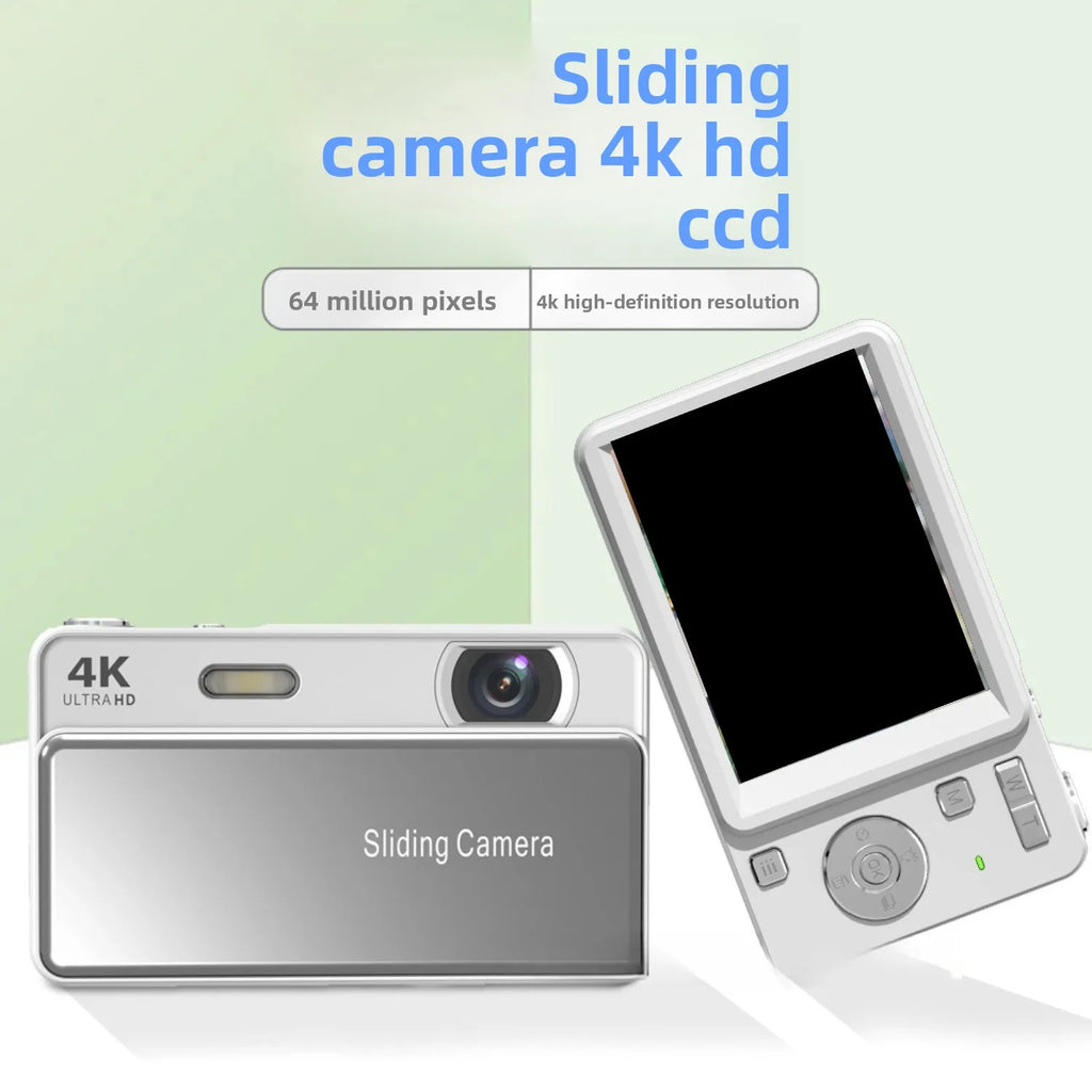 Slide Cover Digital Camera CCD Campus 4K HD Photo Video All in One Student Card Device Portable Photography