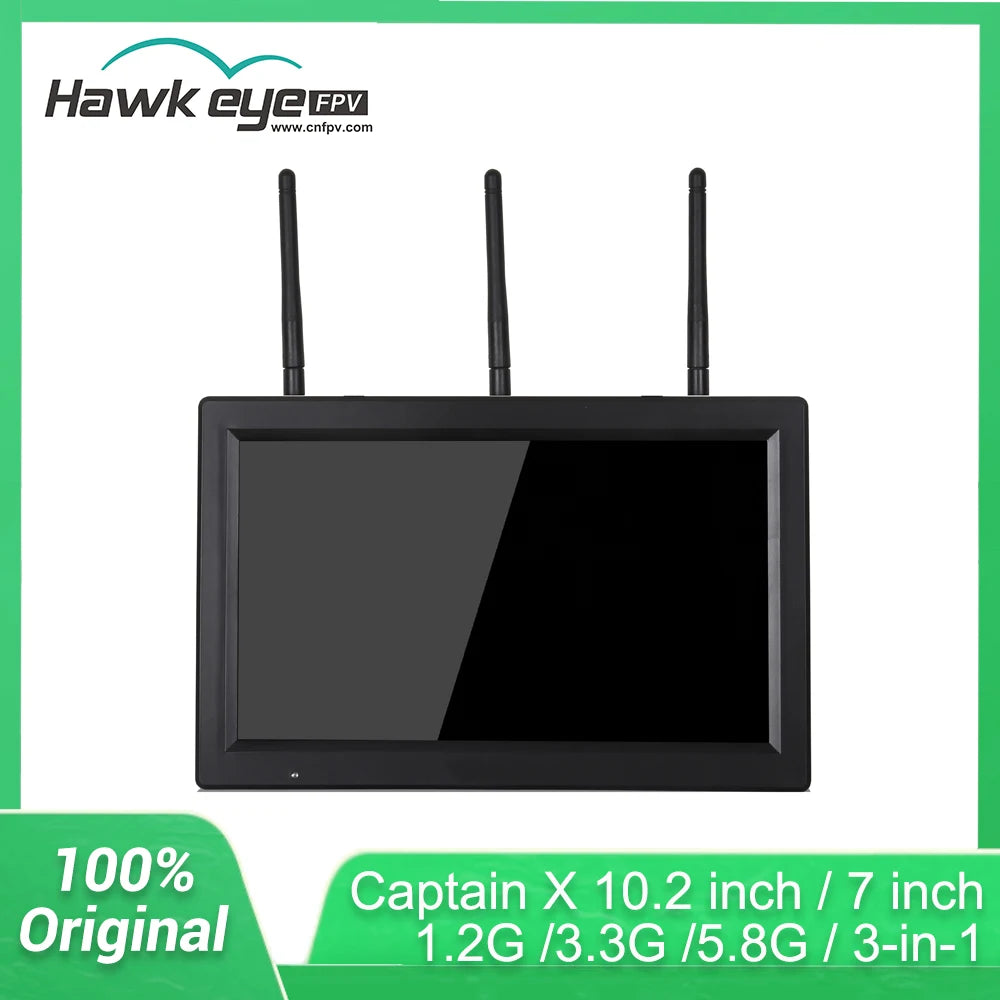 Hawkeye Captain X 10.2 inch /7 inch /5 inch 1024x600 LED 64 Channel 1.2G /3.3G /5.8G / 3-in-1 FPV Monitor with HDMI DVR